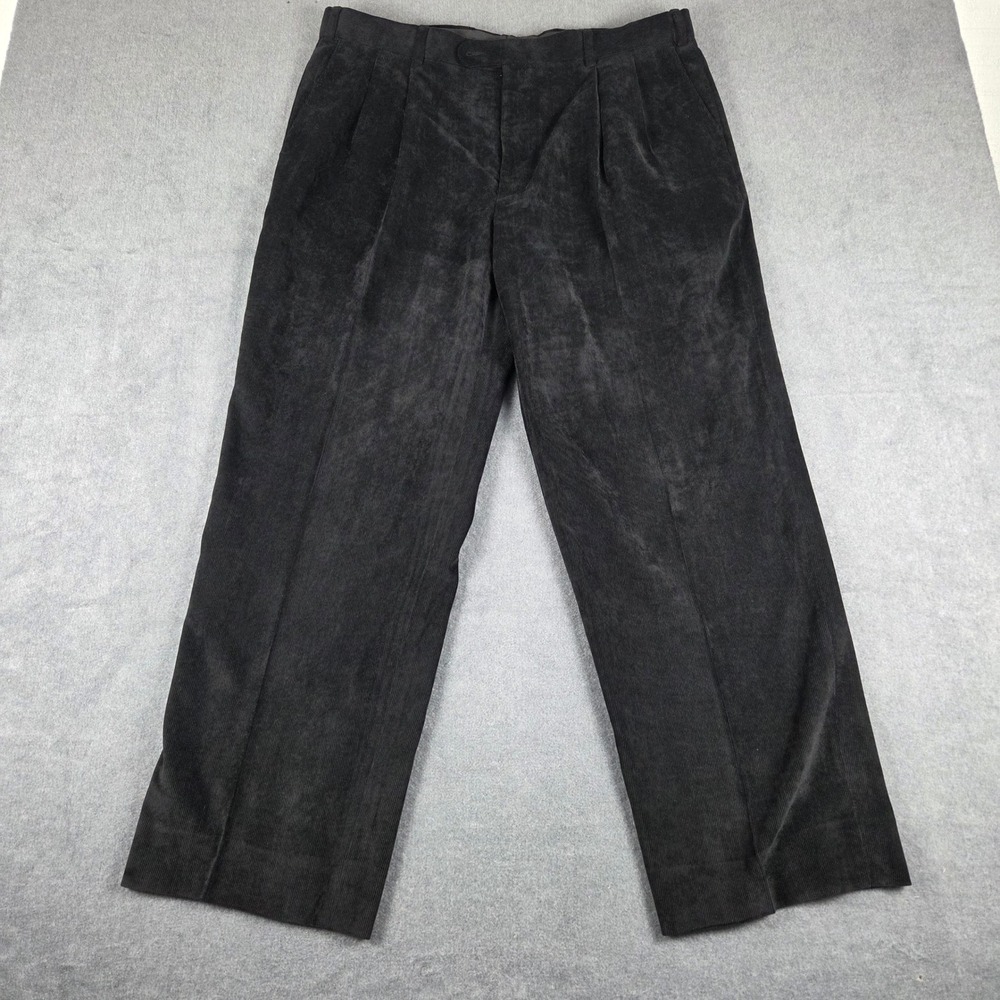 Linea Naturale Corduroy Trousers‎ Mens 38 Black Excellent Pleated Straight Leg